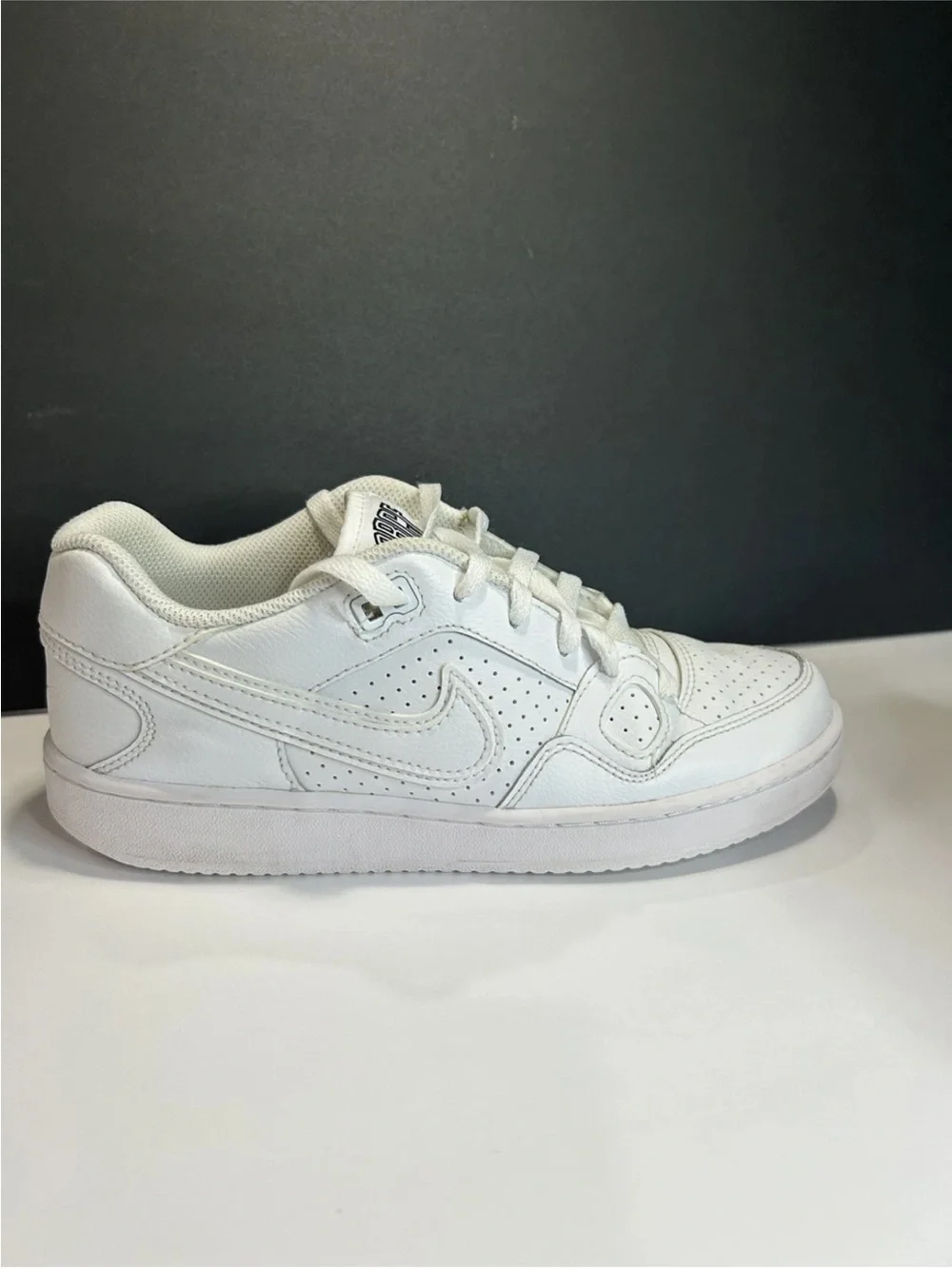 Nike Kids White Leather Court-Style Sneakers